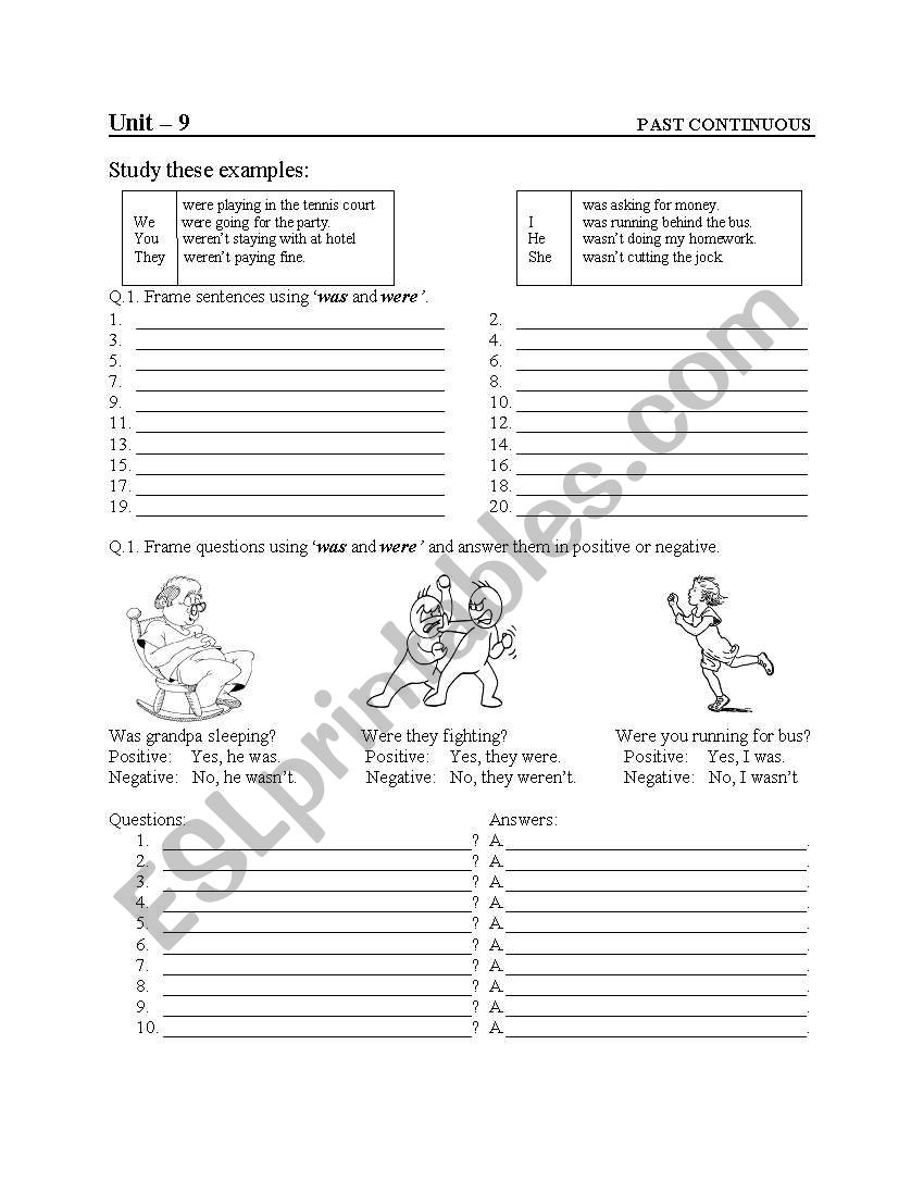 Past Prograssive / Past Continuous [ two pages] with exercises - full editable